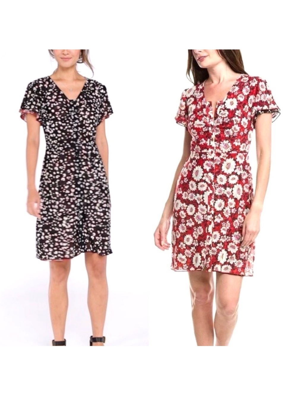 CAbi Reversible V-Neck Midi Dress - Black & Red